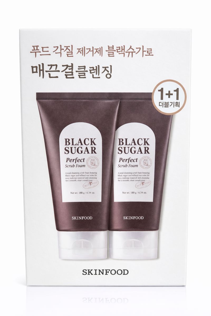 스킨푸드 블랙 슈가 퍼펙트 스크럽 폼 180g, 2개